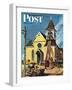 "Church Belfry Repair," Saturday Evening Post Cover, April 20, 1946-E. Melbourne Brindle-Framed Giclee Print