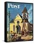 "Church Belfry Repair," Saturday Evening Post Cover, April 20, 1946-E. Melbourne Brindle-Framed Stretched Canvas