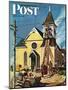 "Church Belfry Repair," Saturday Evening Post Cover, April 20, 1946-E. Melbourne Brindle-Mounted Premium Giclee Print