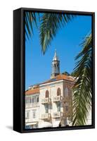 Church Bell Tower in Hvar Town Centre, Hvar Island, Dalmatian Coast, Croatia, Europe-Matthew Williams-Ellis-Framed Stretched Canvas