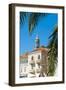 Church Bell Tower in Hvar Town Centre, Hvar Island, Dalmatian Coast, Croatia, Europe-Matthew Williams-Ellis-Framed Photographic Print