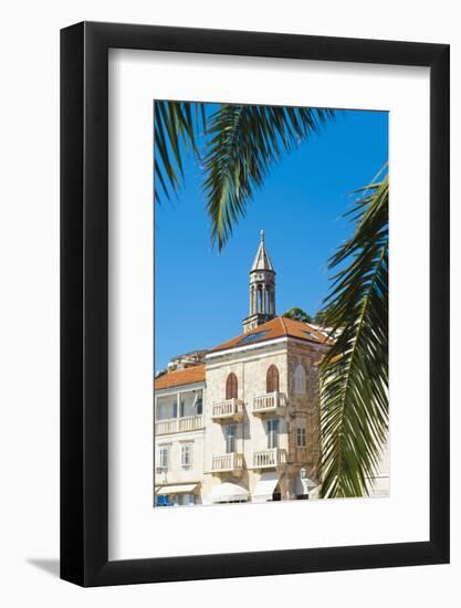 Church Bell Tower in Hvar Town Centre, Hvar Island, Dalmatian Coast, Croatia, Europe-Matthew Williams-Ellis-Framed Photographic Print