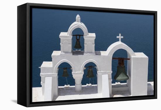 Church Bells, Oia, Santorini, Cyclades, Greek Islands, Greece-Rolf Richardson-Framed Stretched Canvas