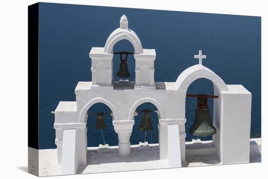 Church Bells, Oia, Santorini, Cyclades, Greek Islands, Greece-Rolf Richardson-Stretched Canvas