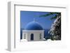 Church cupola of Oia, Santorini, Cyclades, Greece-null-Framed Art Print