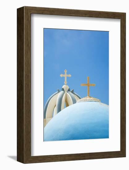 Church Domes in Firostefani, Santorini (Thira), Greece-Nadia Isakova-Framed Photographic Print