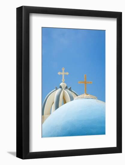 Church Domes in Firostefani, Santorini (Thira), Greece-Nadia Isakova-Framed Photographic Print