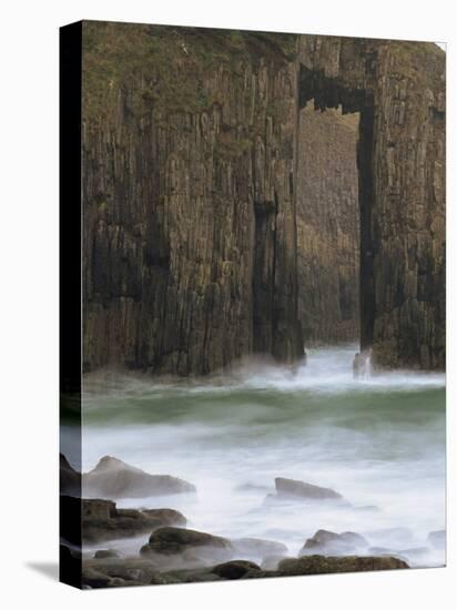 Church Doors Rock Formation in Skrinkle Haven Cove, Lydstep, Pembrokeshire, Wales, UK-Pearl Bucknall-Stretched Canvas