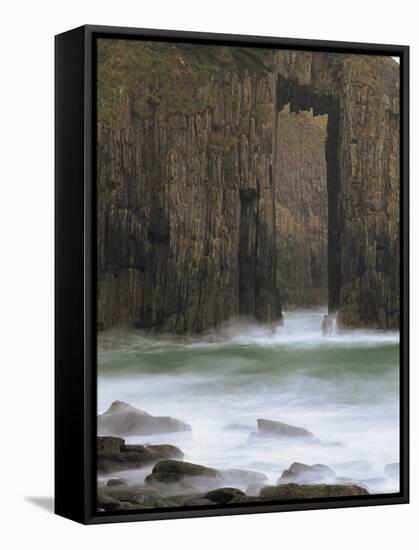 Church Doors Rock Formation in Skrinkle Haven Cove, Lydstep, Pembrokeshire, Wales, UK-Pearl Bucknall-Framed Stretched Canvas