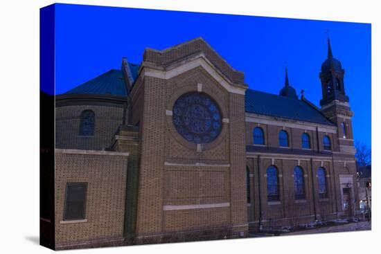 Church Facade at Night in Saint Paul-jrferrermn-Stretched Canvas