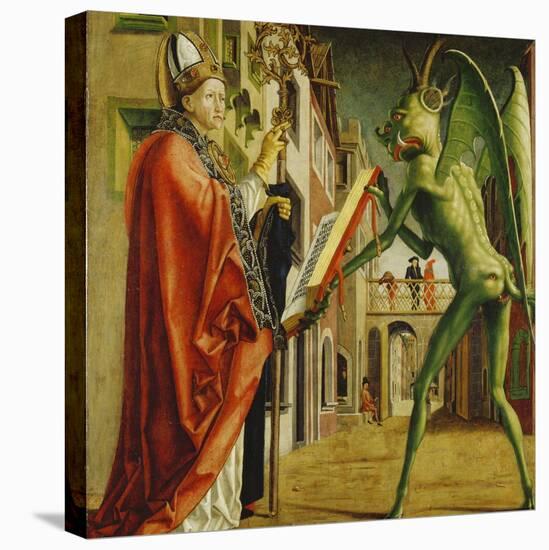 Church Father Altar. Right Outer Wing: St. Augustin and Satan-Michael Pacher-Stretched Canvas