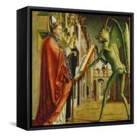 Church Father Altar. Right Outer Wing: St. Augustin and Satan-Michael Pacher-Framed Stretched Canvas