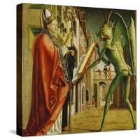 Church Father Altar. Right Outer Wing: St. Augustin and Satan-Michael Pacher-Stretched Canvas