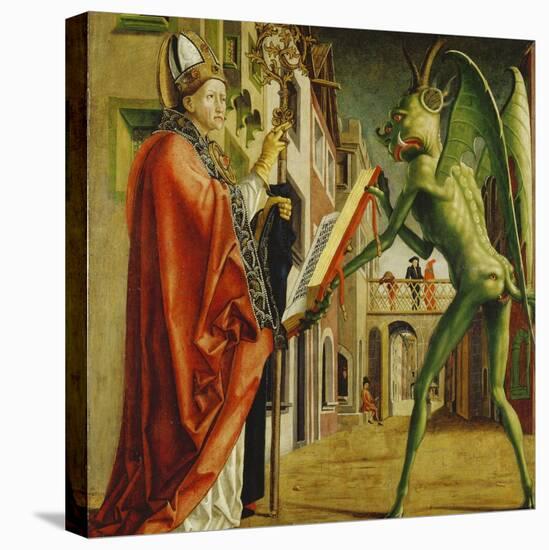 Church Father Altar. Right Outer Wing: St. Augustin and Satan-Michael Pacher-Stretched Canvas