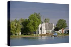 Church, Great Lakes of Lake Huron and Lake Erie, St. Claire River, Michigan, USA-Cindy Miller Hopkins-Stretched Canvas