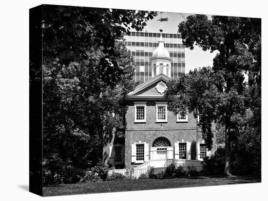 Church, Historic Philadelphia Center, Philadelphia, Pennsylvania, US, Black and White Photography-Philippe Hugonnard-Stretched Canvas