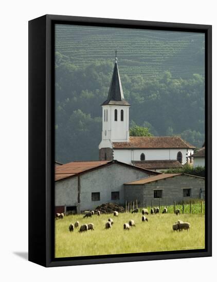 Church in Countryside Near Saint Jean Pied De Port, Basque Country, Aquitaine, France-Robert Harding-Framed Stretched Canvas