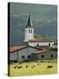 Church in Countryside Near Saint Jean Pied De Port, Basque Country, Aquitaine, France-Robert Harding-Stretched Canvas