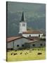 Church in Countryside Near Saint Jean Pied De Port, Basque Country, Aquitaine, France-Robert Harding-Stretched Canvas