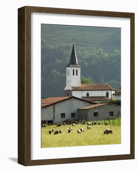 Church in Countryside Near Saint Jean Pied De Port, Basque Country, Aquitaine, France-Robert Harding-Framed Photographic Print