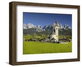 Church in Going, Wilder Kaiser (Wild Kaisr Mountain), Tyrol, Austria-Rainer Mirau-Framed Photographic Print