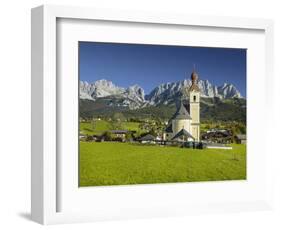 Church in Going, Wilder Kaiser (Wild Kaisr Mountain), Tyrol, Austria-Rainer Mirau-Framed Photographic Print