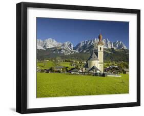 Church in Going, Wilder Kaiser (Wild Kaisr Mountain), Tyrol, Austria-Rainer Mirau-Framed Photographic Print