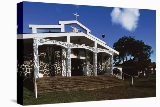 Church in Hanga Roa, Easter Island-null-Stretched Canvas