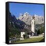 Church in Kolfuschg, Sella Behind, Dolomites, South Tyrol, Italy, Europe-Gerhard Wild-Framed Stretched Canvas