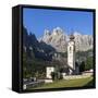 Church in Kolfuschg, Sella Behind, Dolomites, South Tyrol, Italy, Europe-Gerhard Wild-Framed Stretched Canvas