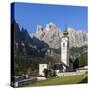Church in Kolfuschg, Sella Behind, Dolomites, South Tyrol, Italy, Europe-Gerhard Wild-Stretched Canvas