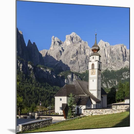 Church in Kolfuschg, Sella Behind, Dolomites, South Tyrol, Italy, Europe-Gerhard Wild-Mounted Photographic Print