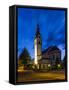 Church in Neuenkirch in the evening in front of clouds-enricocacciafotografie-Framed Stretched Canvas