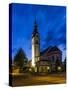 Church in Neuenkirch in the evening in front of clouds-enricocacciafotografie-Stretched Canvas