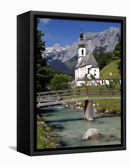 Church in Ramsau, Berchtesgadener Land, Bavaria, Germany, Europe-Hans Peter Merten-Framed Stretched Canvas