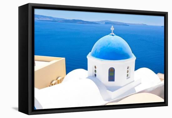 Church in Santorini, Greece - Stock Image-beerkoff-Framed Stretched Canvas