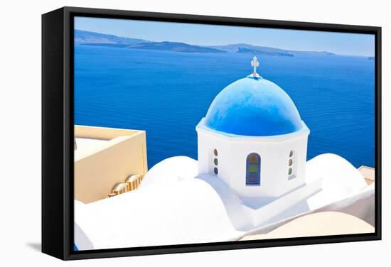 Church in Santorini, Greece - Stock Image-beerkoff-Framed Stretched Canvas