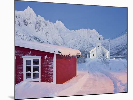 Church in Sildpollneset (Peninsula), Vestpollen, Austnesfjorden, Austvagoya (Island), Lofoten-Rainer Mirau-Mounted Photographic Print