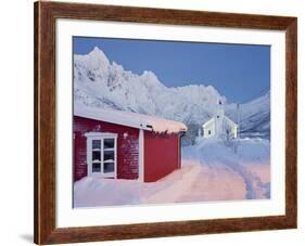 Church in Sildpollneset (Peninsula), Vestpollen, Austnesfjorden, Austvagoya (Island), Lofoten-Rainer Mirau-Framed Photographic Print