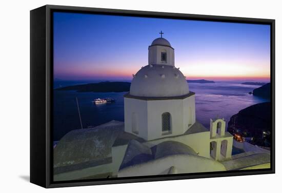 Church in Thira, Santorini, Cyclades, Greece-Katja Kreder-Framed Stretched Canvas