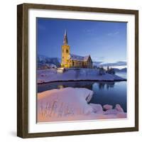 Church in Vagan (Municipality), Ausvagoya (Island), Lofoten, 'Nordland' (County), Norway-Rainer Mirau-Framed Photographic Print