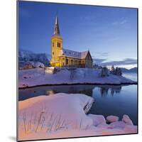 Church in Vagan (Municipality), Ausvagoya (Island), Lofoten, 'Nordland' (County), Norway-Rainer Mirau-Mounted Photographic Print