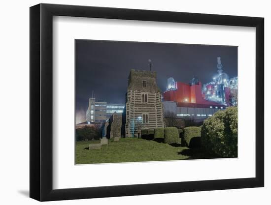 Church next to Factory at Night-Robert Brook-Framed Photographic Print