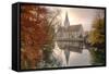 Church of Blaubeuren Monastry Reflecting in Blautopf Spring-Markus-Framed Stretched Canvas