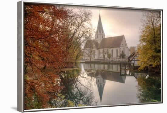 Church of Blaubeuren Monastry Reflecting in Blautopf Spring-Markus-Framed Photographic Print