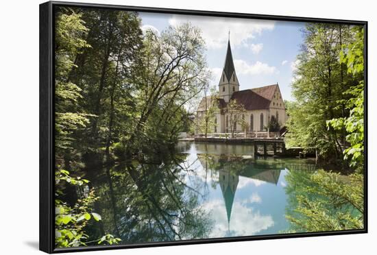 Church of Blaubeuren Monastry Reflecting in Blautopf Spring-Markus-Framed Photographic Print