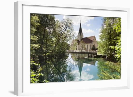 Church of Blaubeuren Monastry Reflecting in Blautopf Spring-Markus-Framed Photographic Print