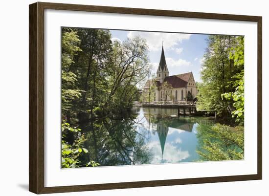 Church of Blaubeuren Monastry Reflecting in Blautopf Spring-Markus-Framed Photographic Print