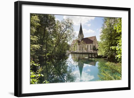 Church of Blaubeuren Monastry Reflecting in Blautopf Spring-Markus-Framed Photographic Print