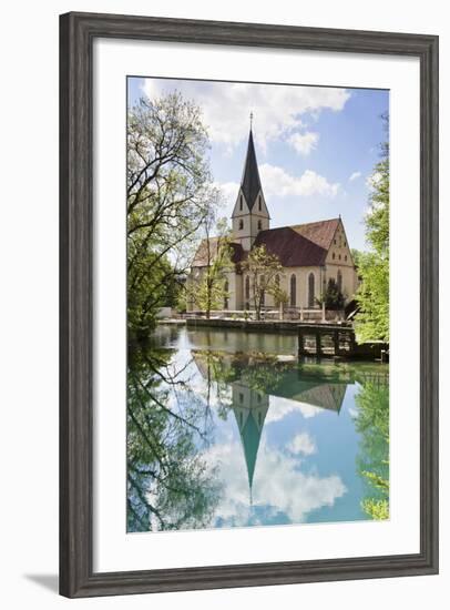 Church of Blaubeuren Monastry Reflecting in Blautopf Spring-Markus-Framed Photographic Print